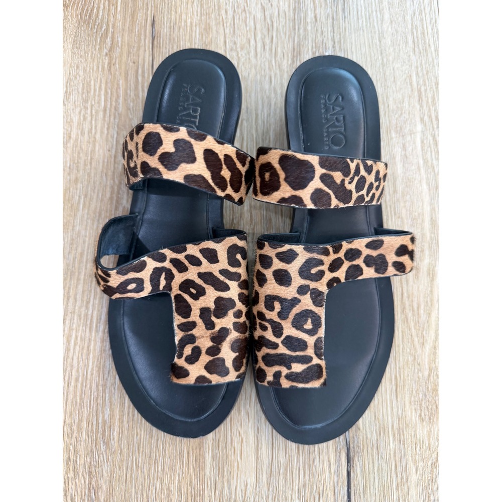 Sarto Franco Sarto Trixie Sandals Womens 7.5‎ Leopard Calf Hair Toe Loop Slides